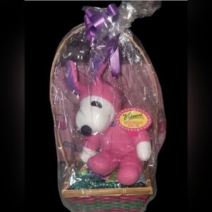 DO NOT EAT THE SNACKS Vintage Snoopy Easter in a Bright Pink Bunny Suit with Ear